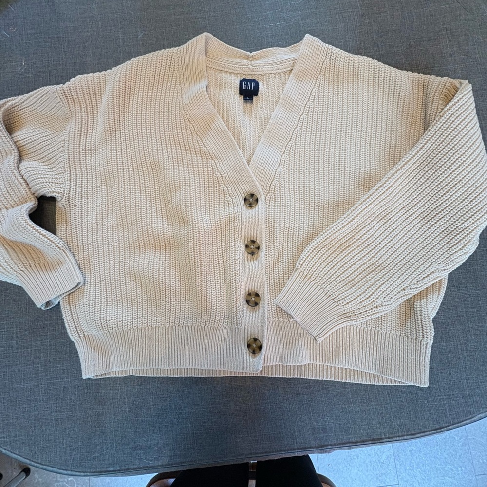 GAP Neutral Cream Chunky Knit Button Cardigan